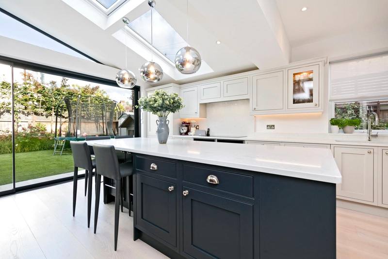 Shaker island under a glazed gable